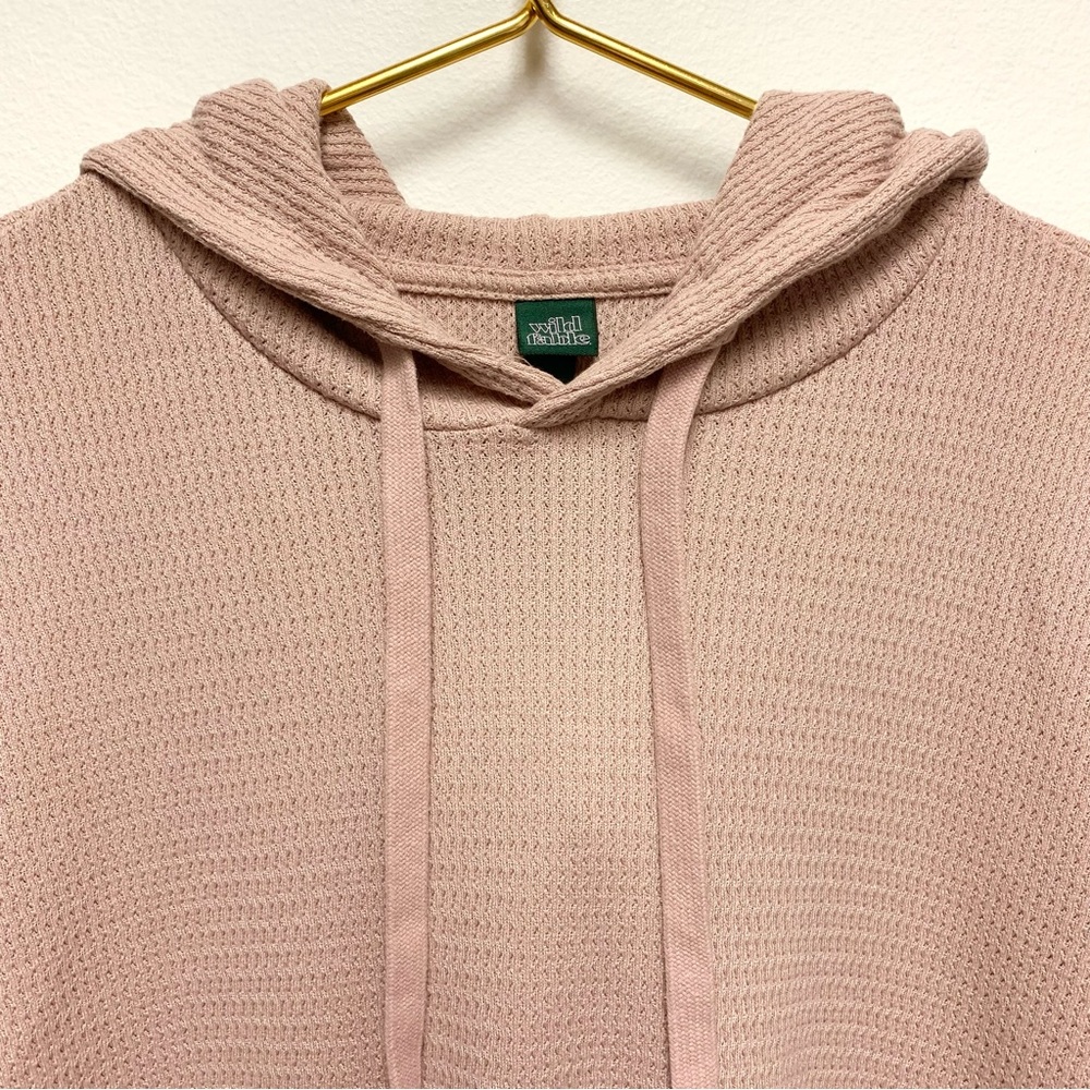 wild fable Cropped Waffle-Knit Hoodie in Blush Color Not Like Pink Shown. - Picture 3 of 9
